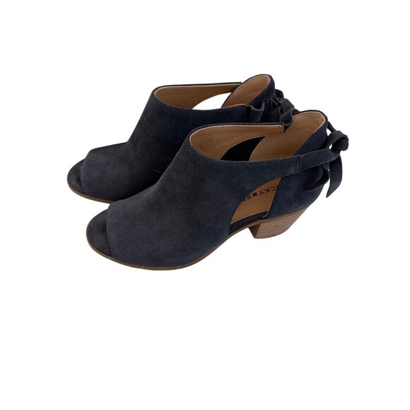 Lucky Brand Betsee Moroccan Blue Suede Tie Back Booties - Picture 3 of 5